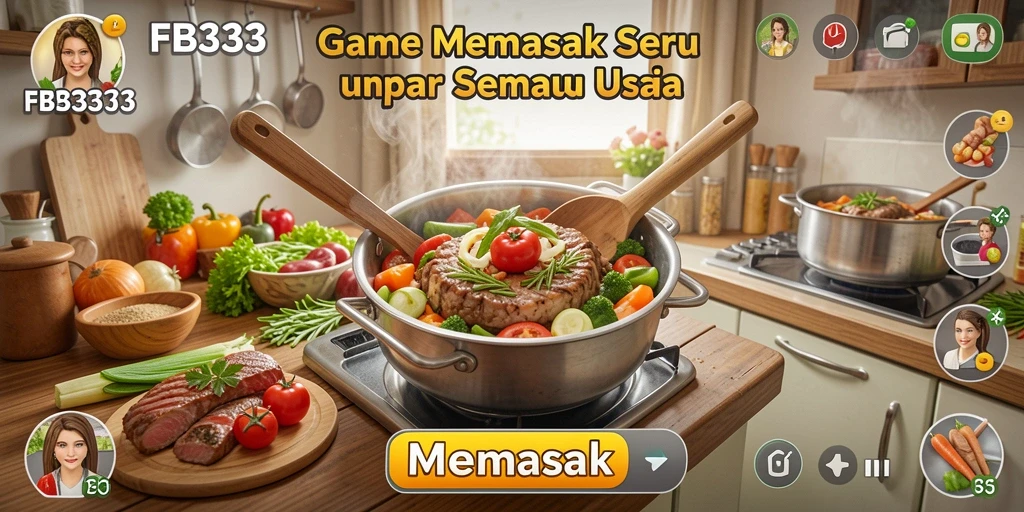 Screenshot utama FB333 menampilkan antarmuka memasak yang menarik.