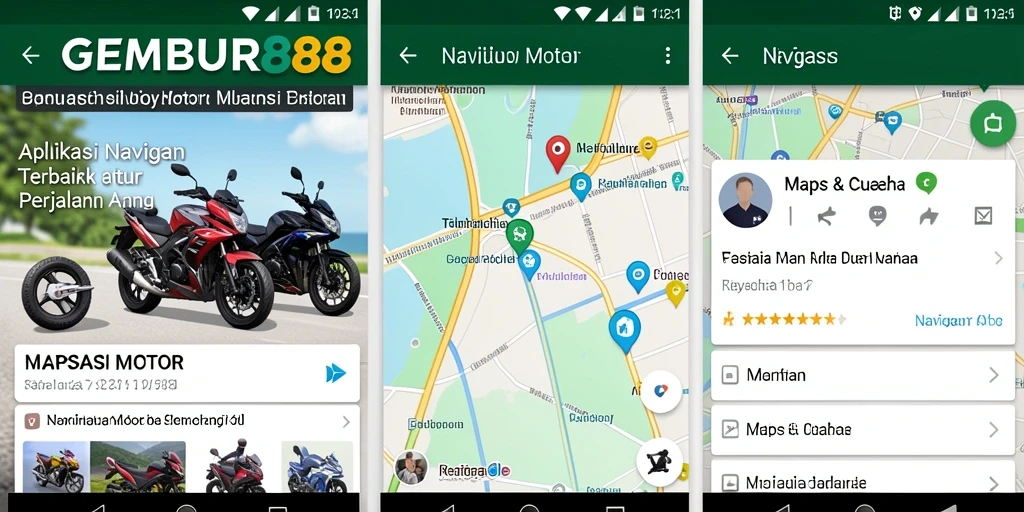 Tampilan antarmuka aplikasi GEMBUR88 yang intuitif untuk navigasi motor.