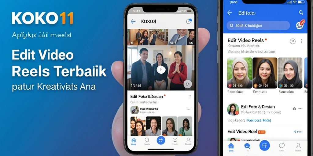 Antarmuka pengguna yang menarik untuk mengedit video Reels.