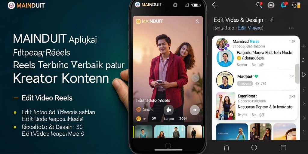 Antarmuka MAINDUIT menampilkan fitur edit video reels yang menarik.