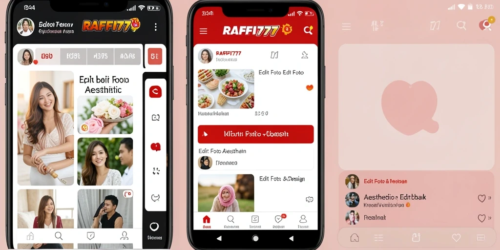 Antarmuka RAFFI777 yang menawan dengan fitur edit foto aesthetic.