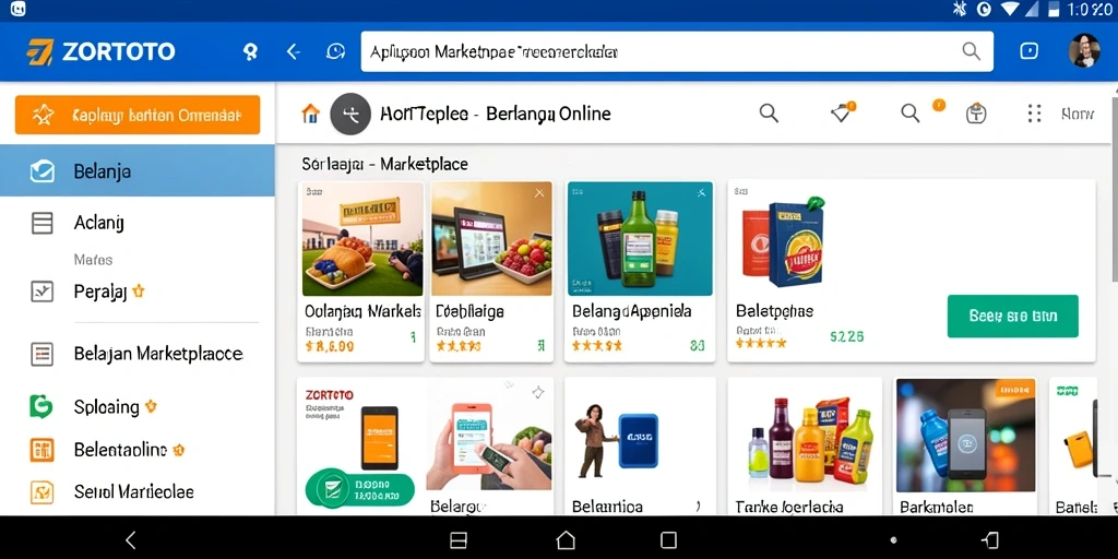 Antarmuka modern ZORTOTO dengan berbagai produk Marketplace.